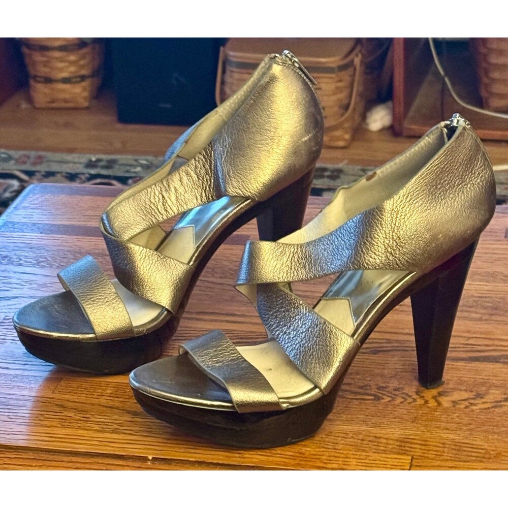 MICMICHAEL KORS Carla Platform 8.5 Stiletto heel Sandal Pewter leather